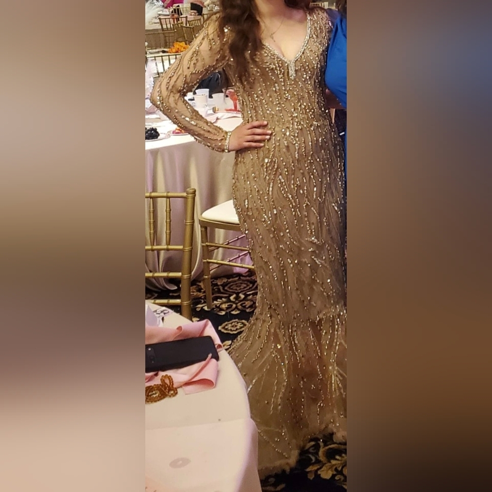albina dyla gold dress Black Evening Dress with Gold Embellishment – ALBINA DYLA main image 1